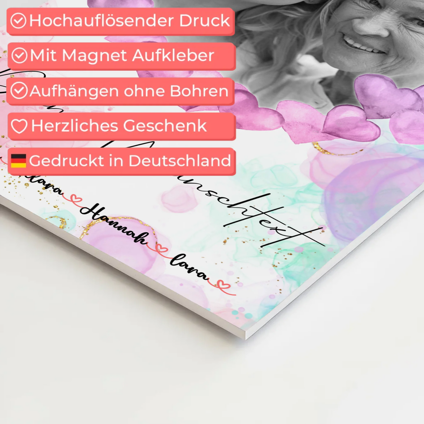 Oma Plakat Fotoboard Mit Foto, Namen & Wunschtext Black & White personalisierbar