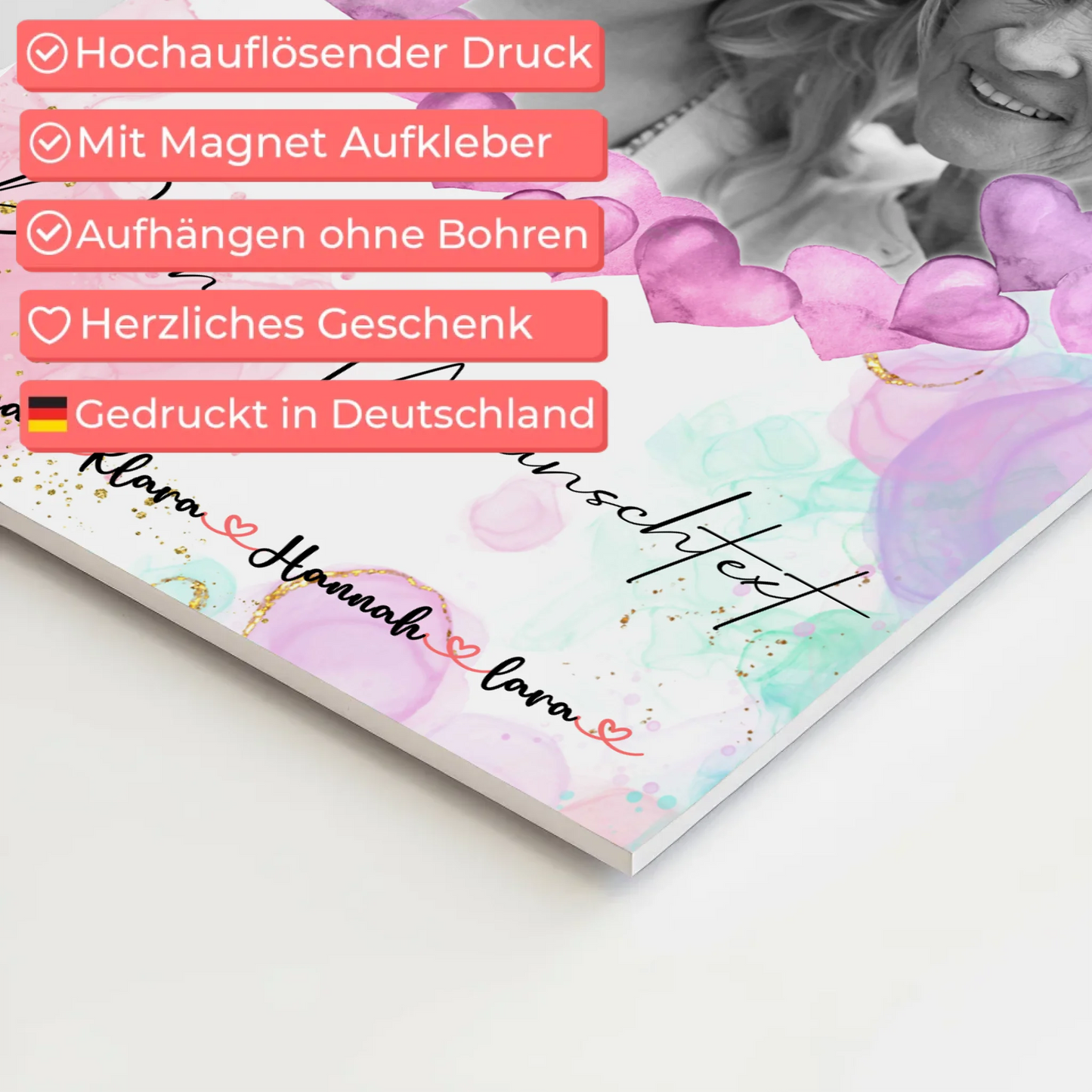 Oma Plakat Fotoboard Mit Foto, Namen & Wunschtext Black & White personalisierbar