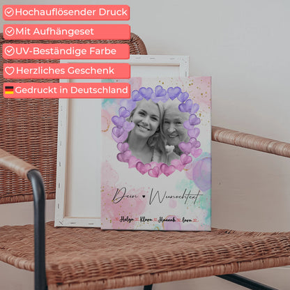 Personalisiertes Oma Plakat Leinwand mit 1 Foto, Namen & Wunschtext Black & White