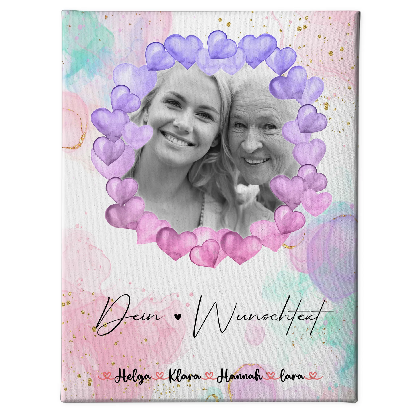 Personalisiertes Oma Plakat Leinwand mit 1 Foto, Namen & Wunschtext Black & White