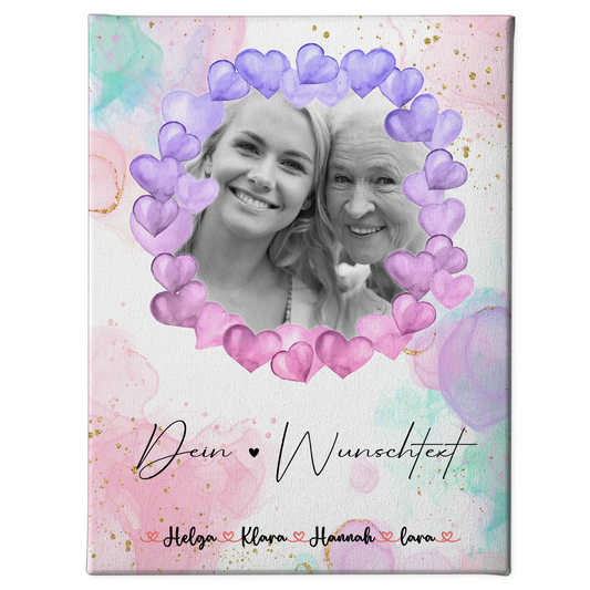 Personalisiertes Oma Plakat Leinwand mit 1 Foto, Namen & Wunschtext Black & White