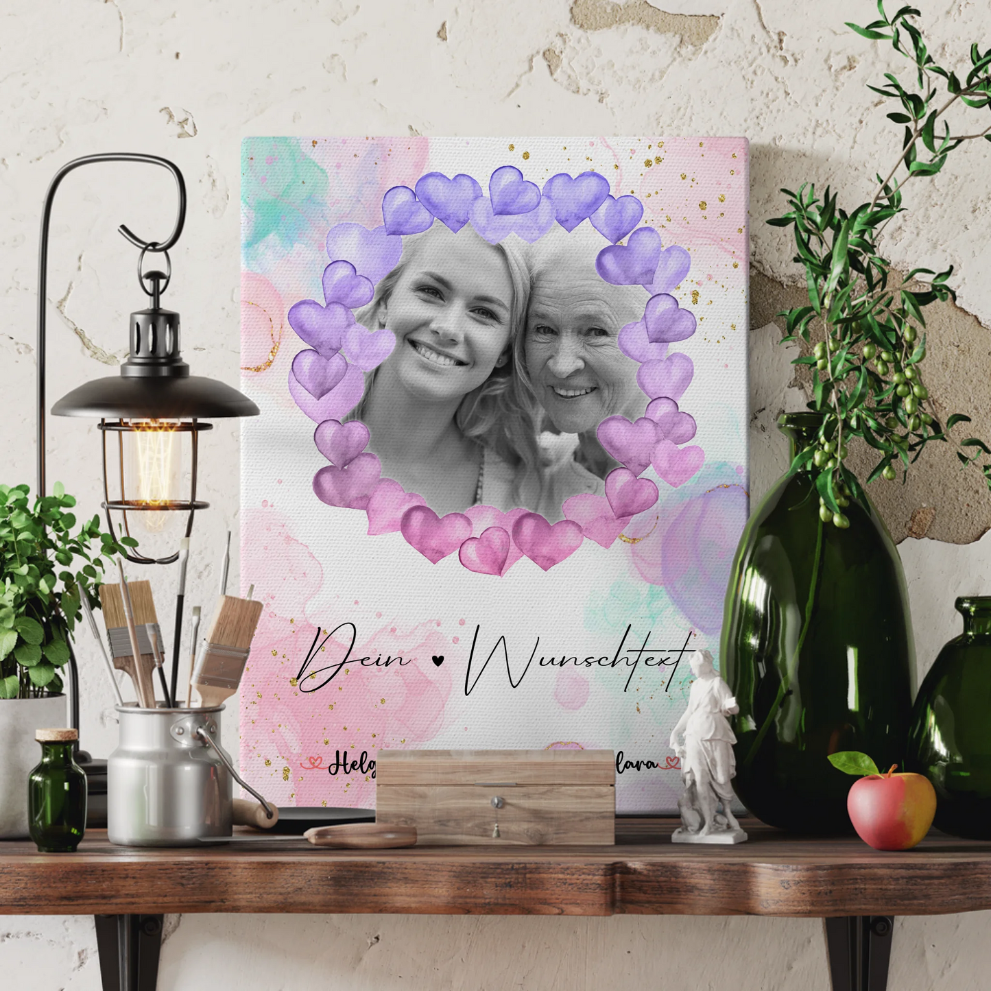 Personalisiertes Oma Plakat Leinwand mit 1 Foto, Namen & Wunschtext Black & White