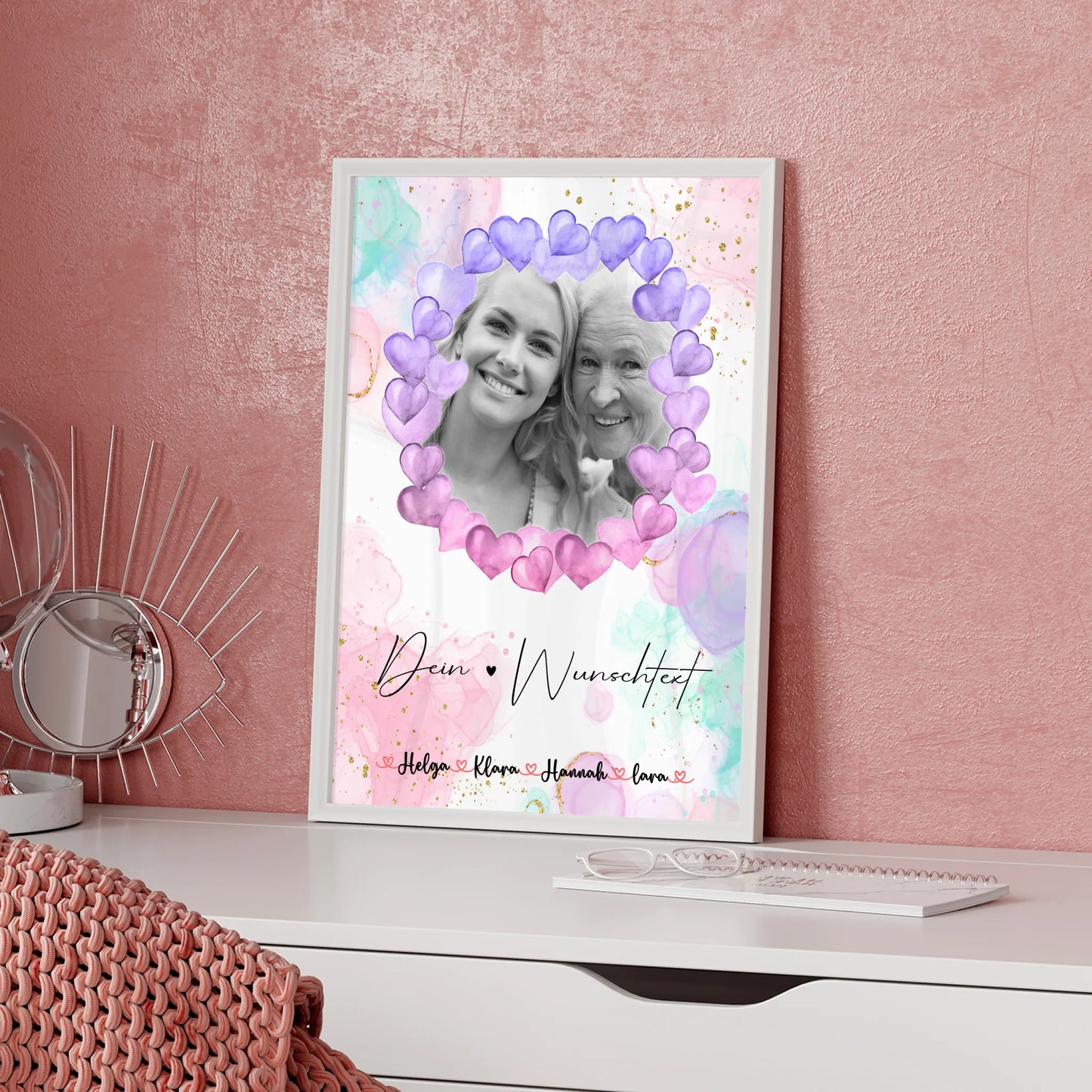 Oma Plakat Poster Personalisierbar Mit Foto & Namen Wunschtext Black & White Hintergrund