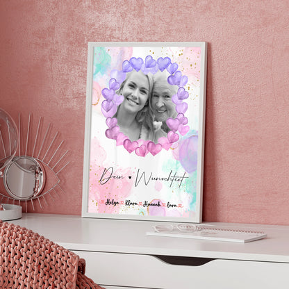 Oma Plakat Poster Personalisierbar Mit Foto & Namen Wunschtext Black & White Hintergrund