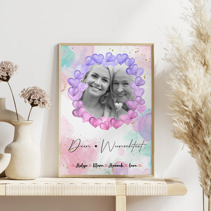 Oma Plakat Poster Personalisierbar Mit Foto & Namen Wunschtext Black & White Hintergrund