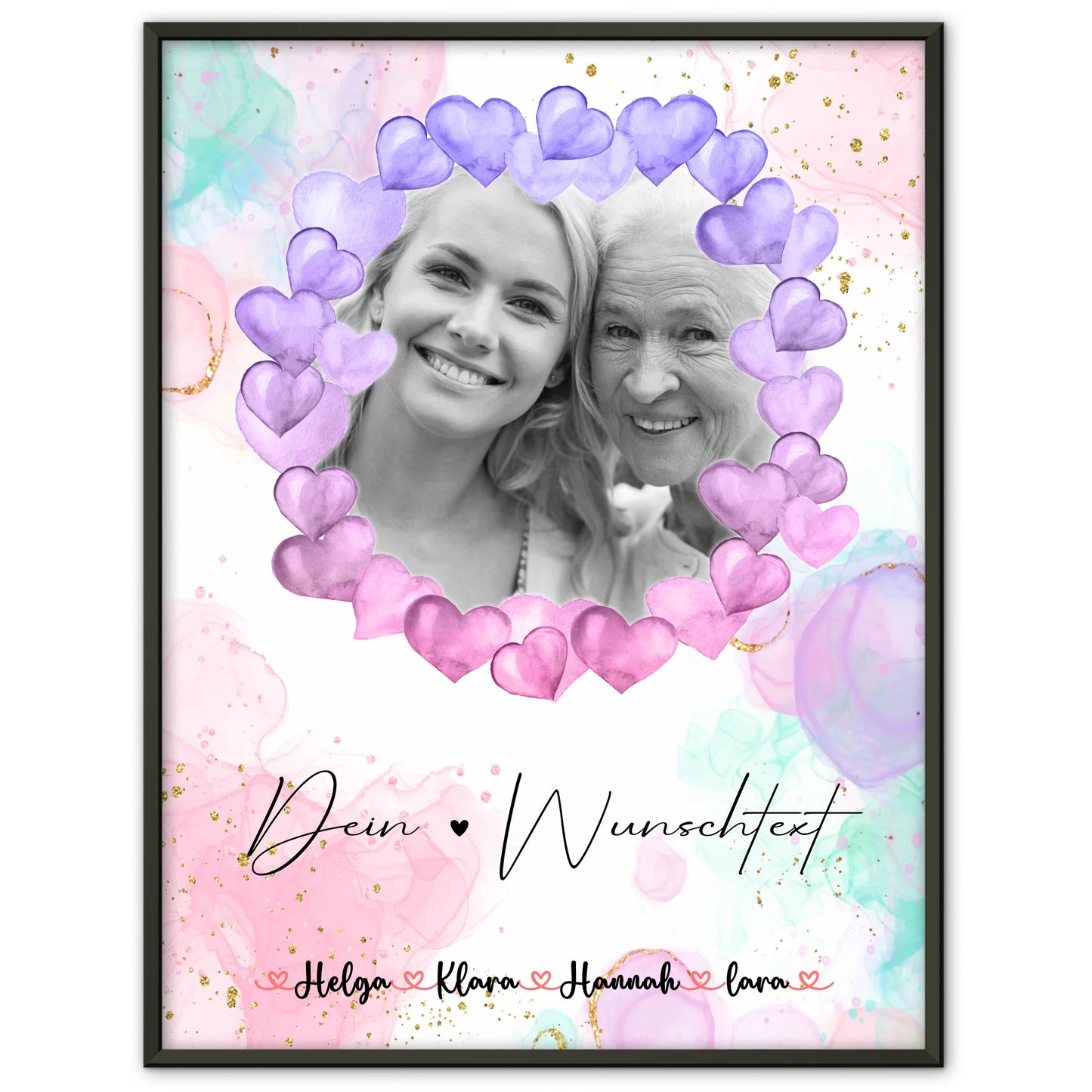 Oma Plakat Poster Personalisierbar Mit Foto & Namen Wunschtext Black & White Hintergrund