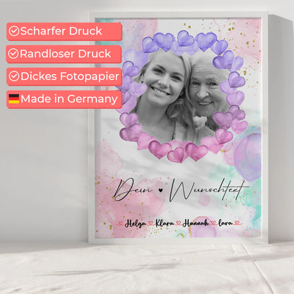 Oma Plakat Poster Personalisierbar Mit Foto & Namen Wunschtext Black & White Hintergrund