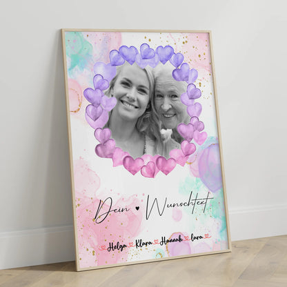 Oma Plakat Poster Personalisierbar Mit Foto & Namen Wunschtext Black & White Hintergrund