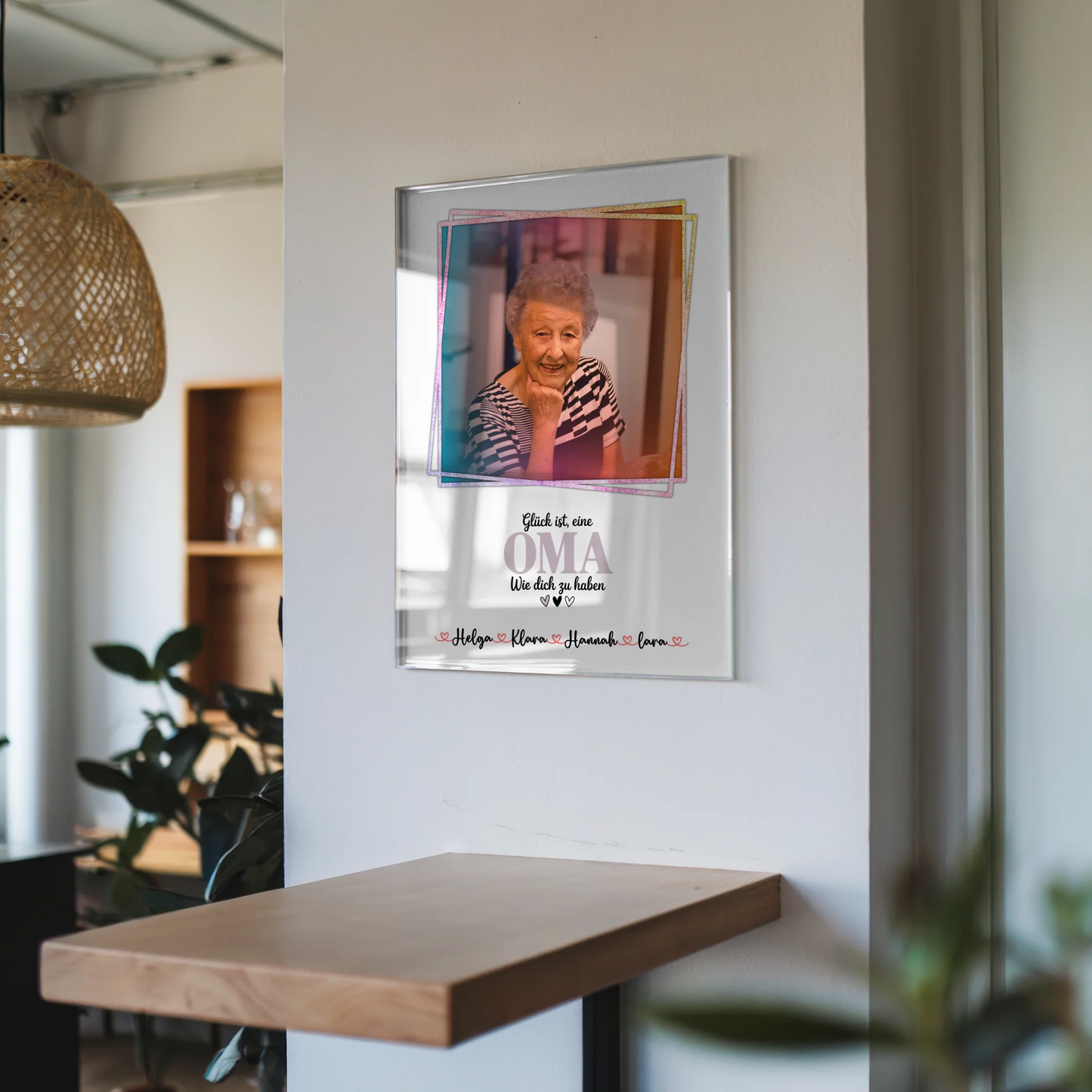 Oma Plakat Acrylglas Bild Personalisierbar mit Namen & Foto Wunschtext Glück Ist