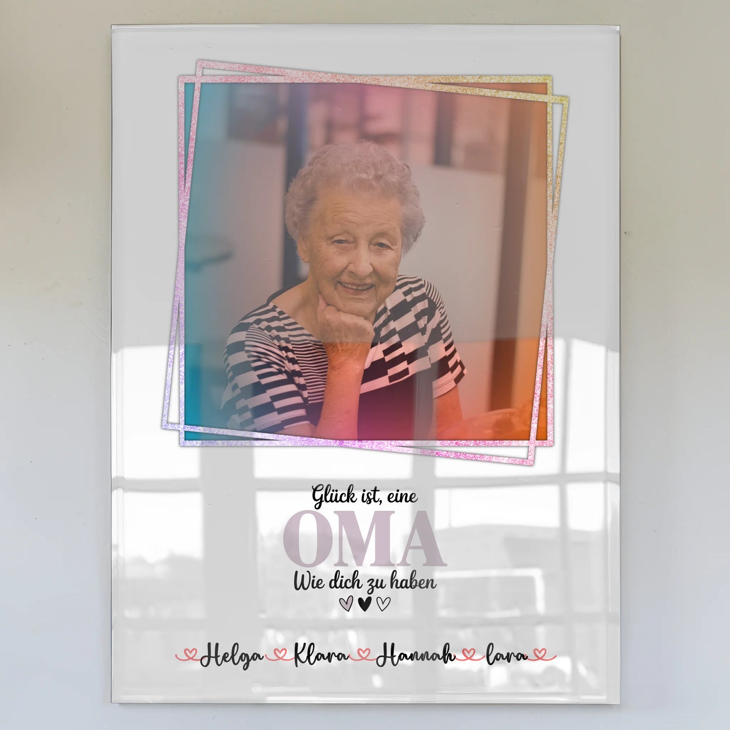 Oma Plakat Acrylglas Bild Personalisierbar mit Namen & Foto Wunschtext Glück Ist