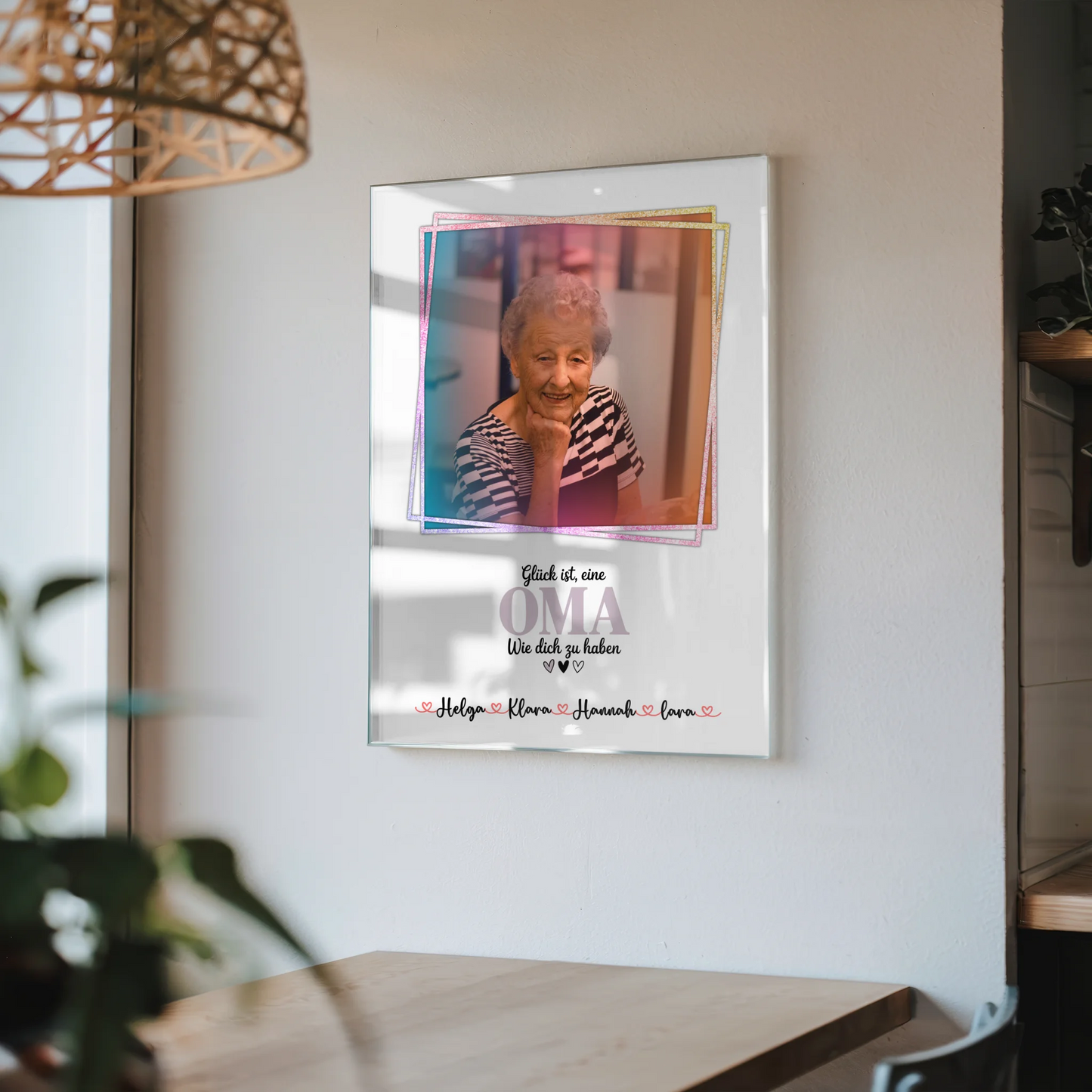 Oma Plakat Acrylglas Bild Personalisierbar mit Namen & Foto Wunschtext Glück Ist