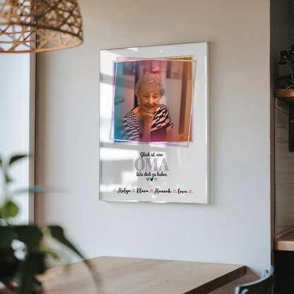 Oma Plakat Acrylglas Bild Personalisierbar mit Namen & Foto Wunschtext Glück Ist