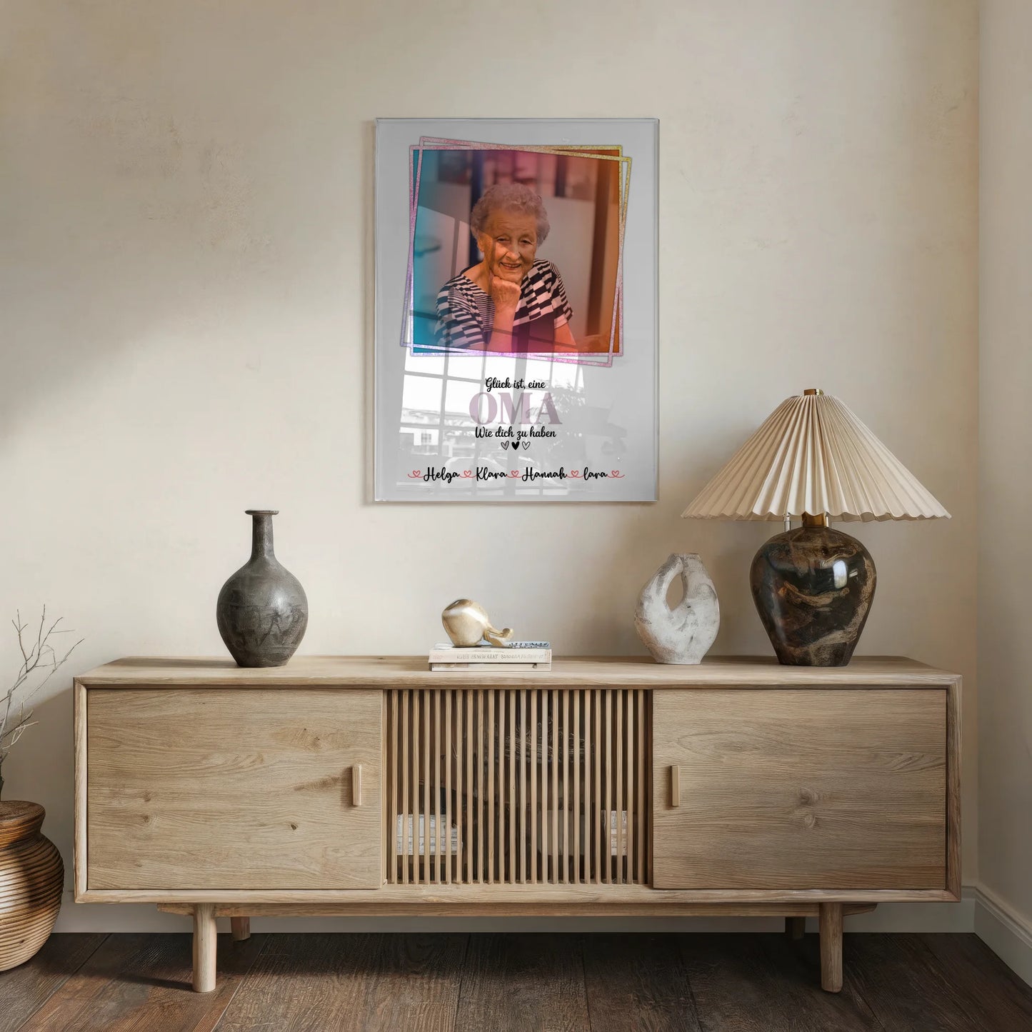 Oma Plakat Acrylglas Bild Personalisierbar mit Namen & Foto Wunschtext Glück Ist