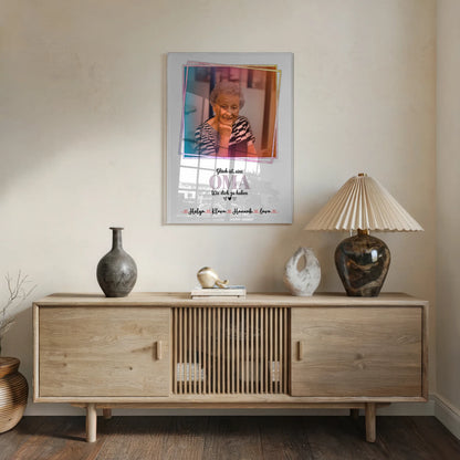 Oma Plakat Acrylglas Bild Personalisierbar mit Namen & Foto Wunschtext Glück Ist
