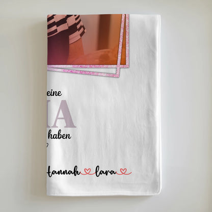 Personalisierte Decke Oma - Glück ist eine Oma wie dich zu haben, mit Namen & Foto