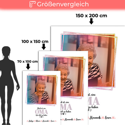 Personalisierte Decke Oma - Glück ist eine Oma wie dich zu haben, mit Namen & Foto