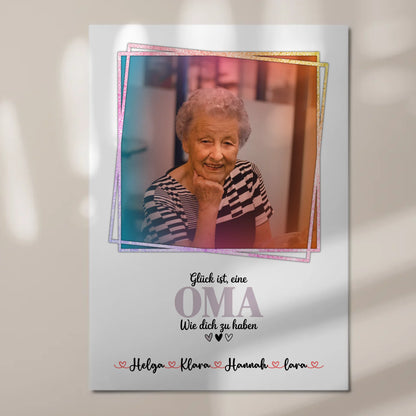 Personalisiertes Fotoboard Oma Plakat Glück ist eine Oma mit Namen, Foto & Wunschtext