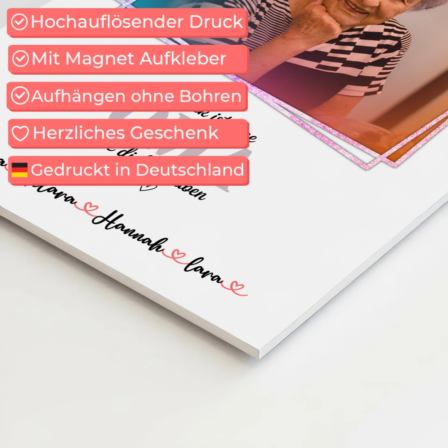 Personalisiertes Fotoboard Oma Plakat Glück ist eine Oma mit Namen, Foto & Wunschtext