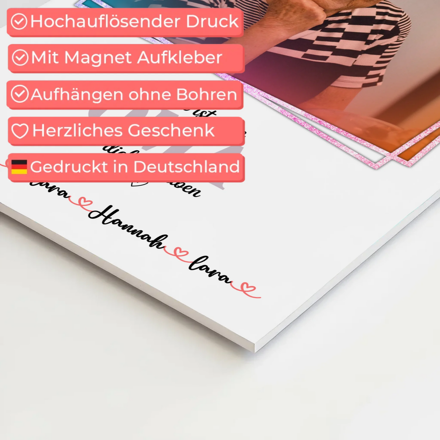 Personalisiertes Fotoboard Oma Plakat Glück ist eine Oma mit Namen, Foto & Wunschtext