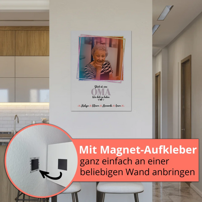 Personalisiertes Fotoboard Oma Plakat Glück ist eine Oma mit Namen, Foto & Wunschtext