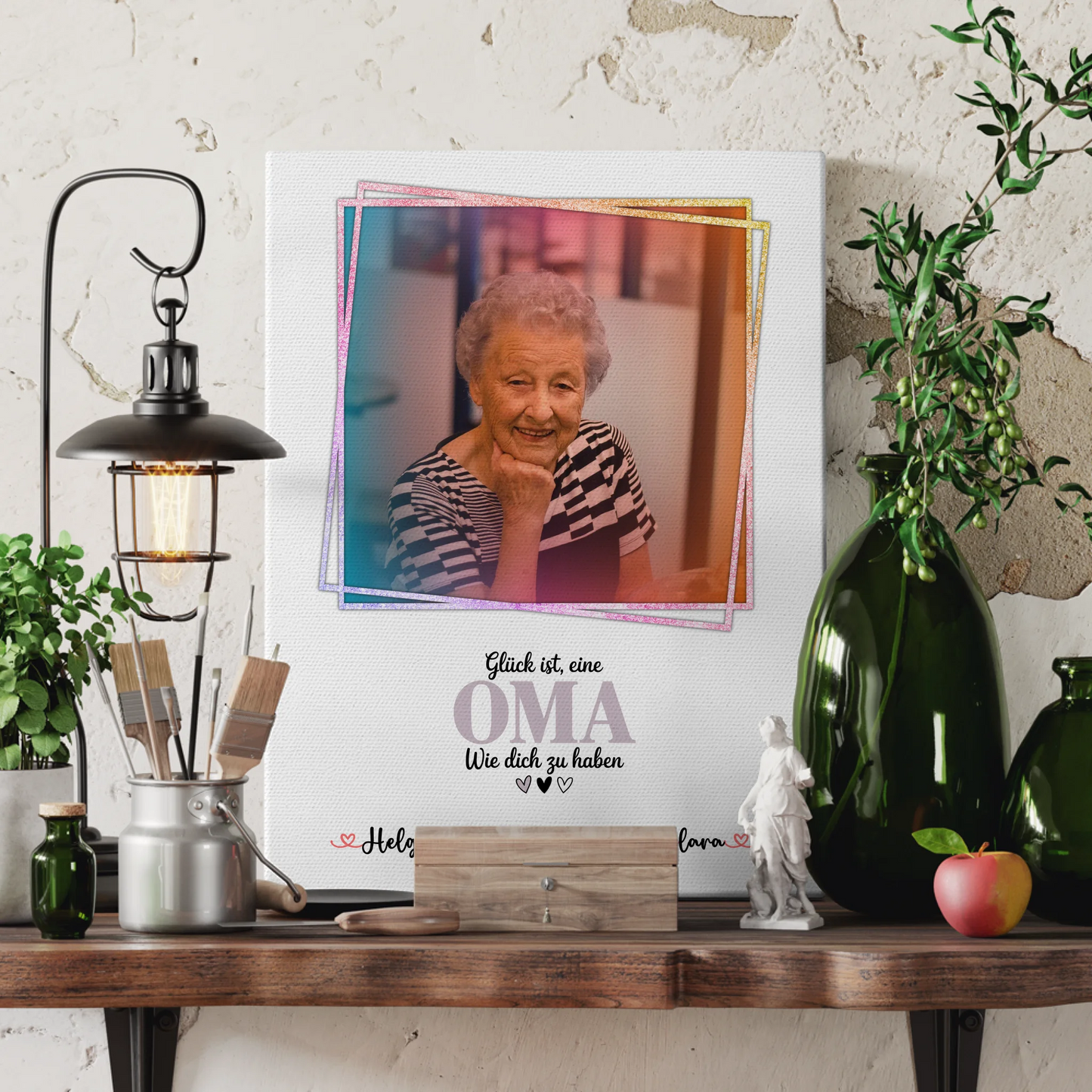 Leinwand Wandbild Oma Glück ist eine Oma wie dich - mit Foto, Namen & Wunschtext