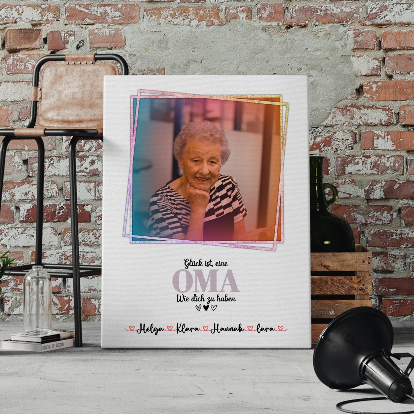 Leinwand Wandbild Oma Glück ist eine Oma wie dich - mit Foto, Namen & Wunschtext
