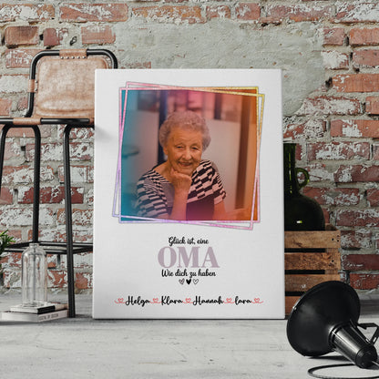 Leinwand Wandbild Oma Glück ist eine Oma wie dich - mit Foto, Namen & Wunschtext