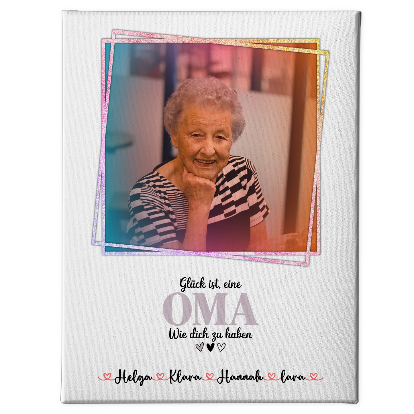 Leinwand Wandbild Oma Glück ist eine Oma wie dich - mit Foto, Namen & Wunschtext
