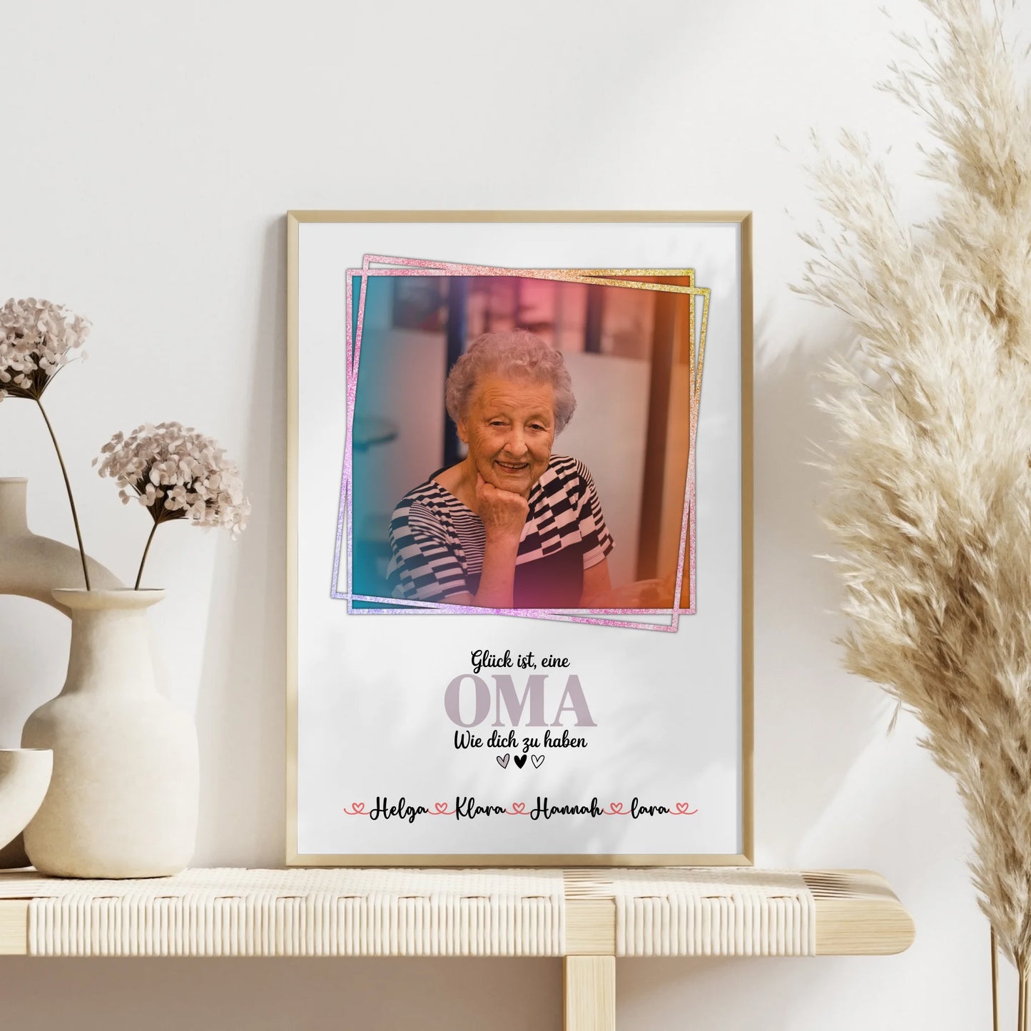 Oma Plakat Poster: Glück ist eine Oma wie dich zu haben mit Foto, Namen & Wunschtext