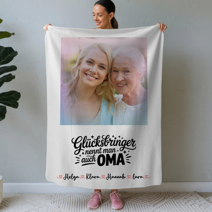 Personalisierte Decke Für Oma mit Foto, Namen und eigenem Wunschtext