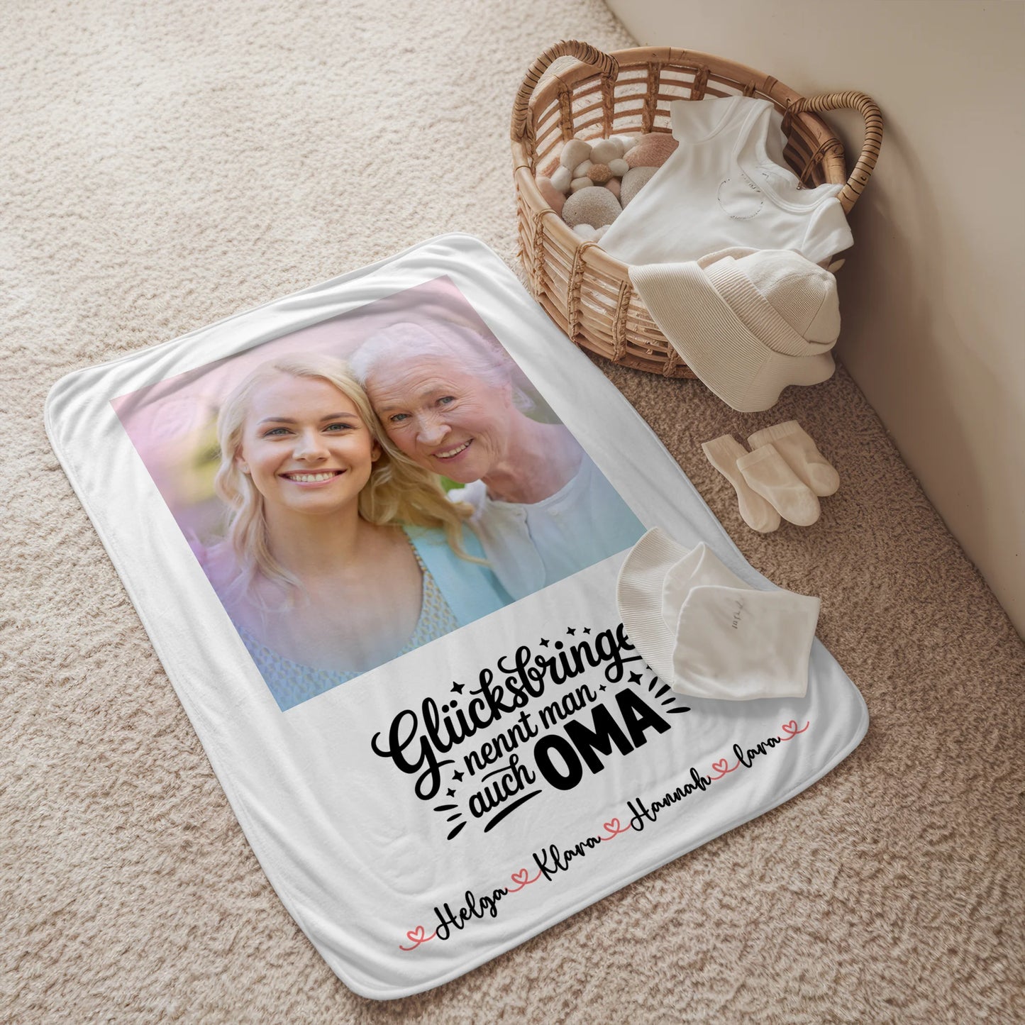 Personalisierte Decke Für Oma mit Foto, Namen und eigenem Wunschtext