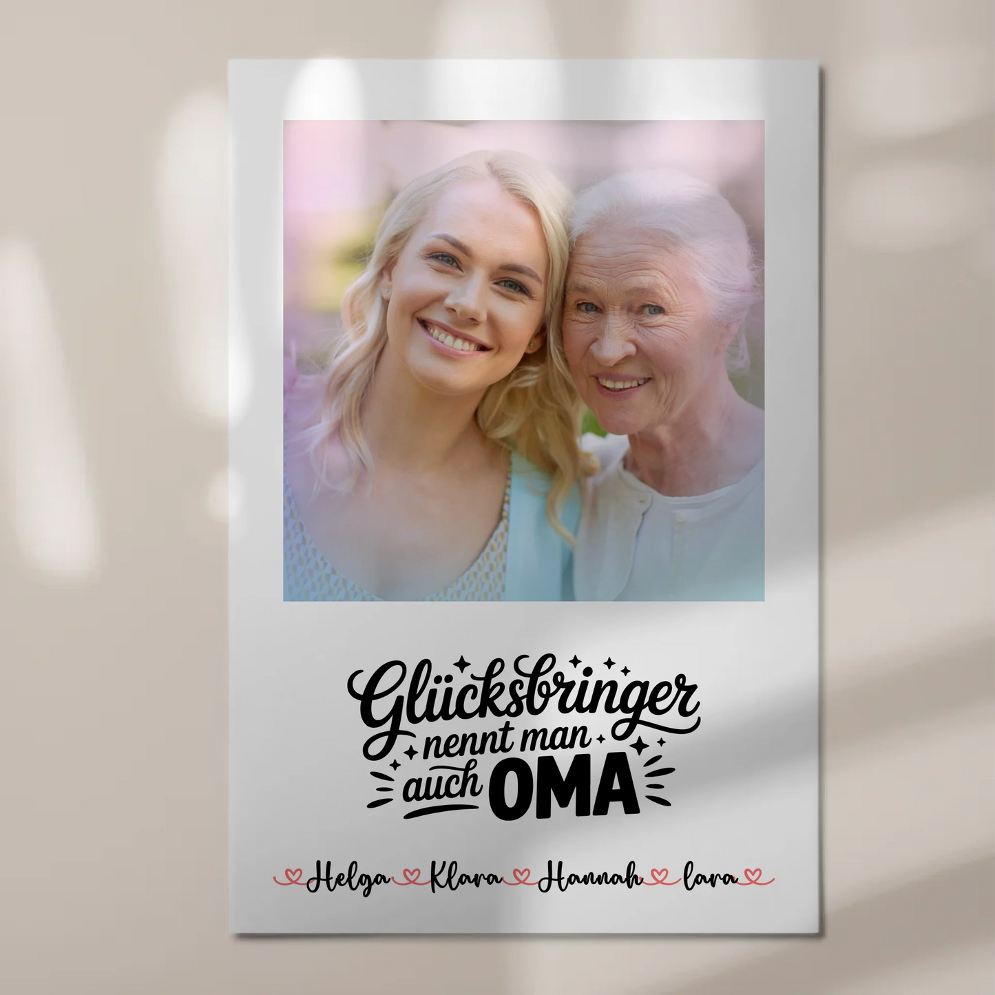 Personalisiertes Oma Plakat Fotoboard mit 1 Foto, Namen und Wunschtext