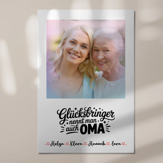 Personalisiertes Oma Plakat Fotoboard mit 1 Foto, Namen und Wunschtext