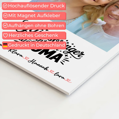 Personalisiertes Oma Plakat Fotoboard mit 1 Foto, Namen und Wunschtext