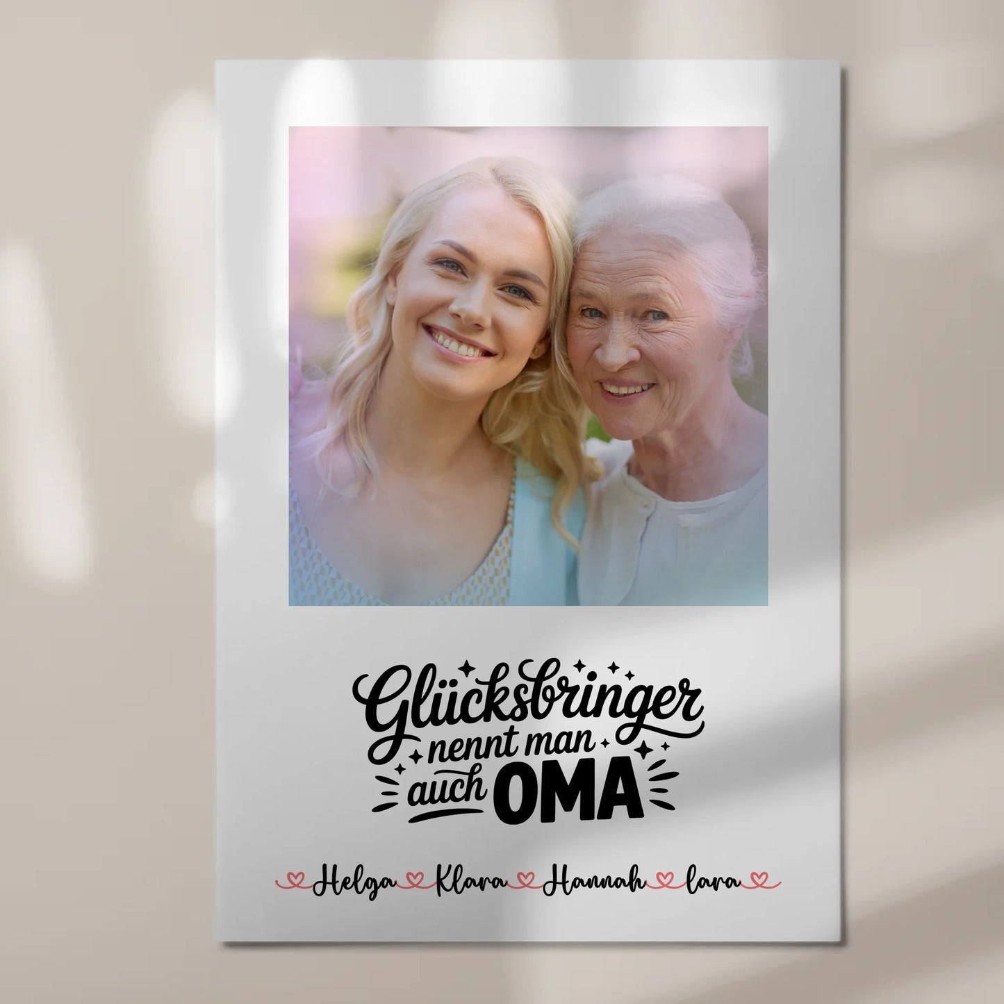 Personalisiertes Oma Plakat Fotoboard mit 1 Foto, Namen und Wunschtext
