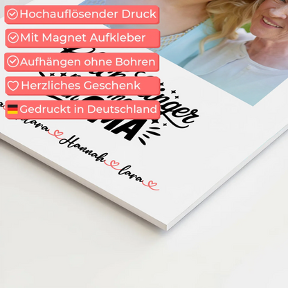 Personalisiertes Oma Plakat Fotoboard mit 1 Foto, Namen und Wunschtext