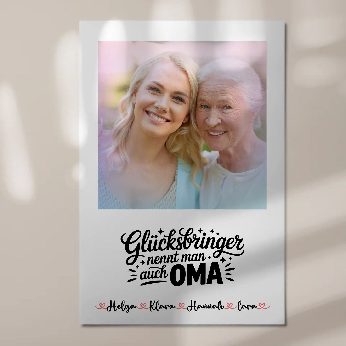 Personalisiertes Oma Plakat Fotoboard mit 1 Foto, Namen und Wunschtext