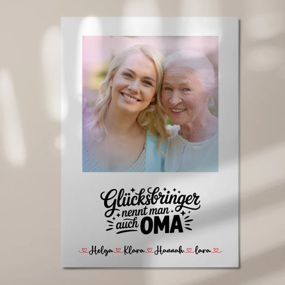 Personalisiertes Oma Plakat Fotoboard mit 1 Foto, Namen und Wunschtext