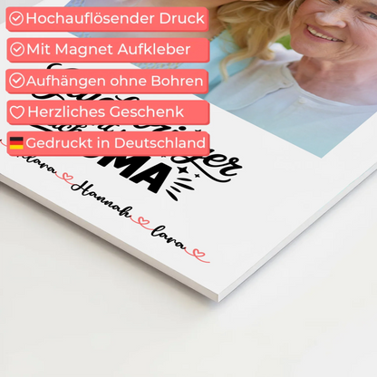 Personalisiertes Oma Plakat Fotoboard mit 1 Foto, Namen und Wunschtext