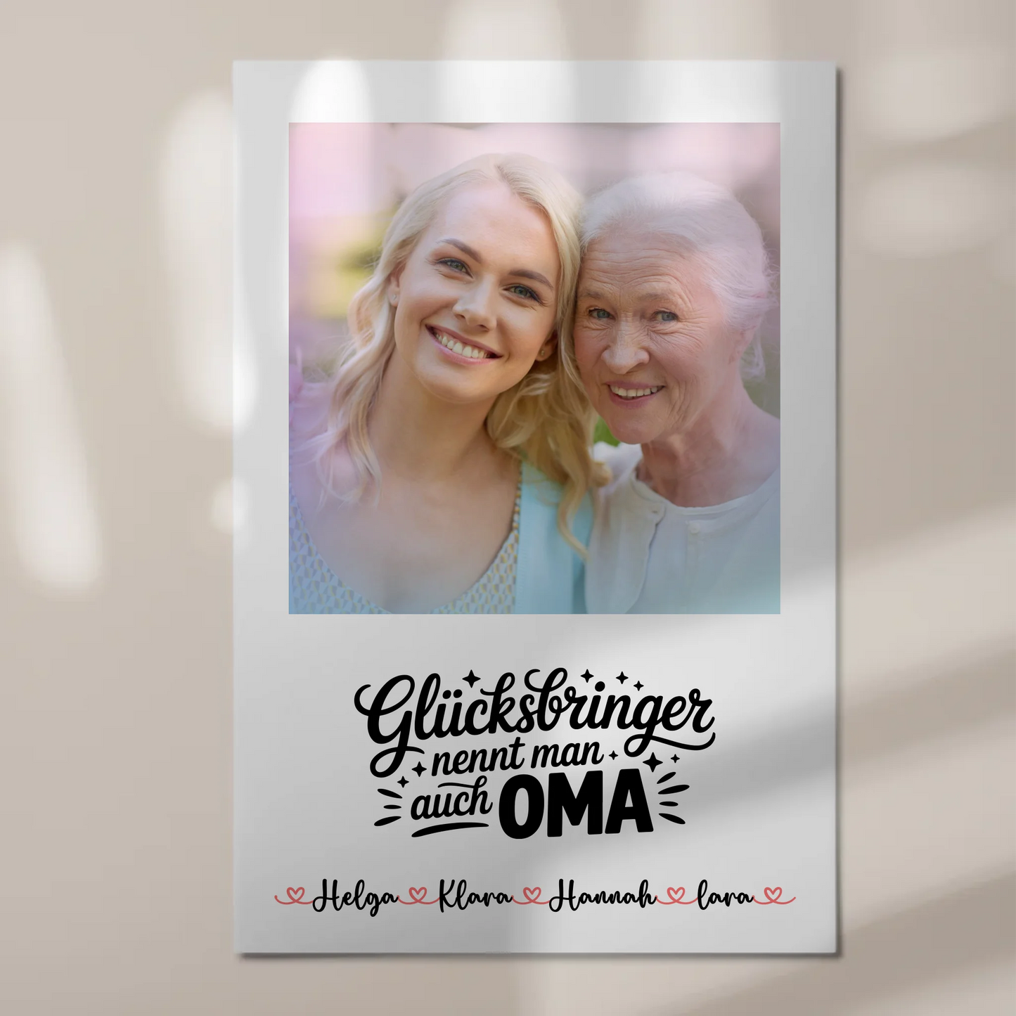 Personalisiertes Oma Plakat Fotoboard mit 1 Foto, Namen und Wunschtext