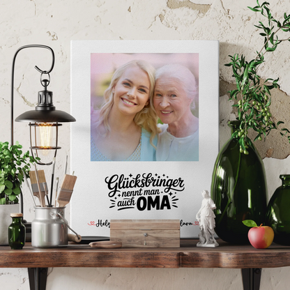 Oma Plakat Leinwand Personalisiert mit 1 Foto, Hintergrund, Namen & Wunschtext