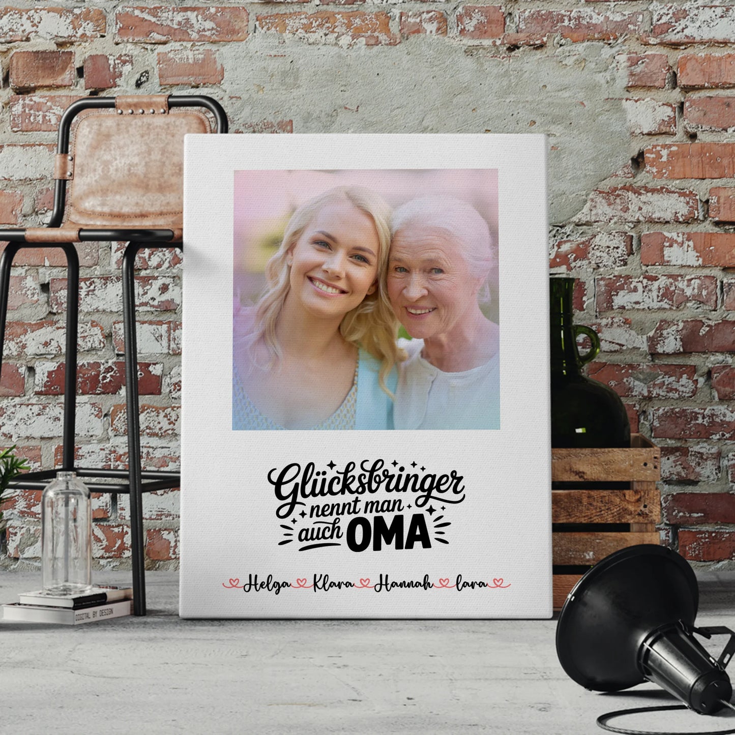 Oma Plakat Leinwand Personalisiert mit 1 Foto, Hintergrund, Namen & Wunschtext