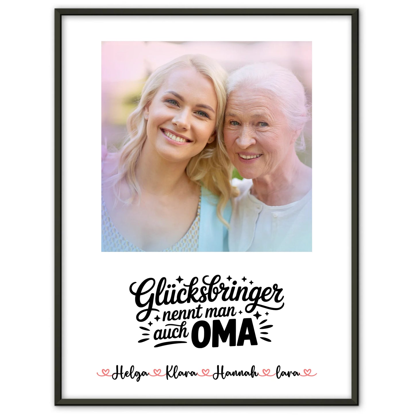 Oma Poster personalisiert mit Foto & Namen Hintergrundbild und eigenem Spruch