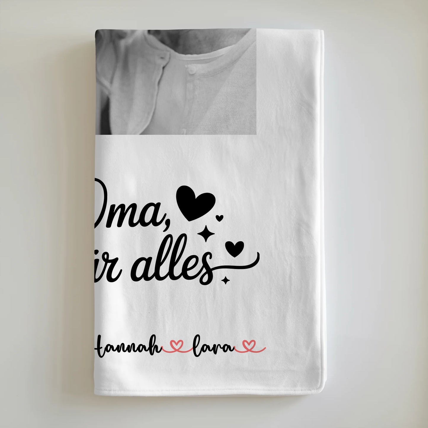 Personalisierte Decke Oma 8 Foto & Namen Black & White