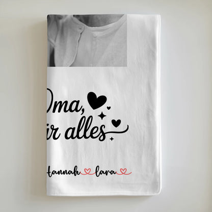 Personalisierte Decke Oma 8 Foto & Namen Black & White