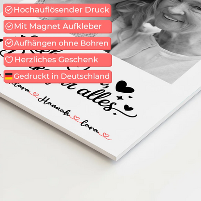 Oma Plakat Fotoboard Personalisierbar Liebe Oma Danke für alles 1 Foto