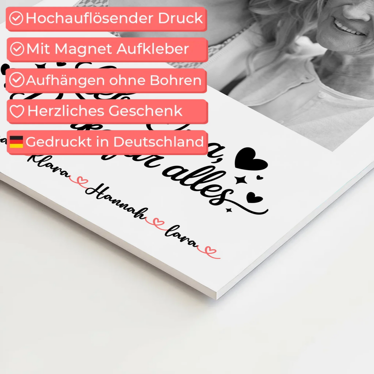 Oma Plakat Fotoboard Personalisierbar Liebe Oma Danke für alles 1 Foto