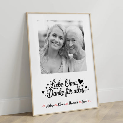 Personalisiertes Poster Oma Plakat - Liebe Oma Danke für alles