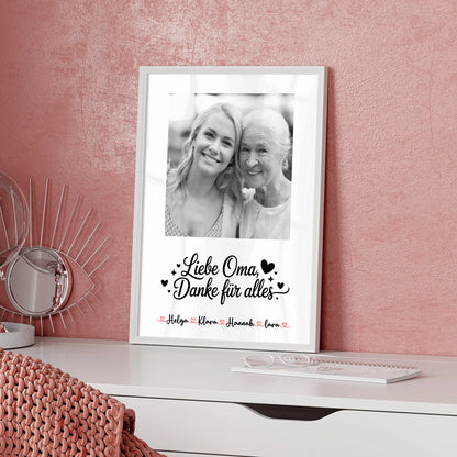 Personalisiertes Poster Oma Plakat - Liebe Oma Danke für alles