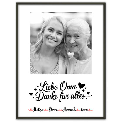 Personalisiertes Poster Oma Plakat - Liebe Oma Danke für alles